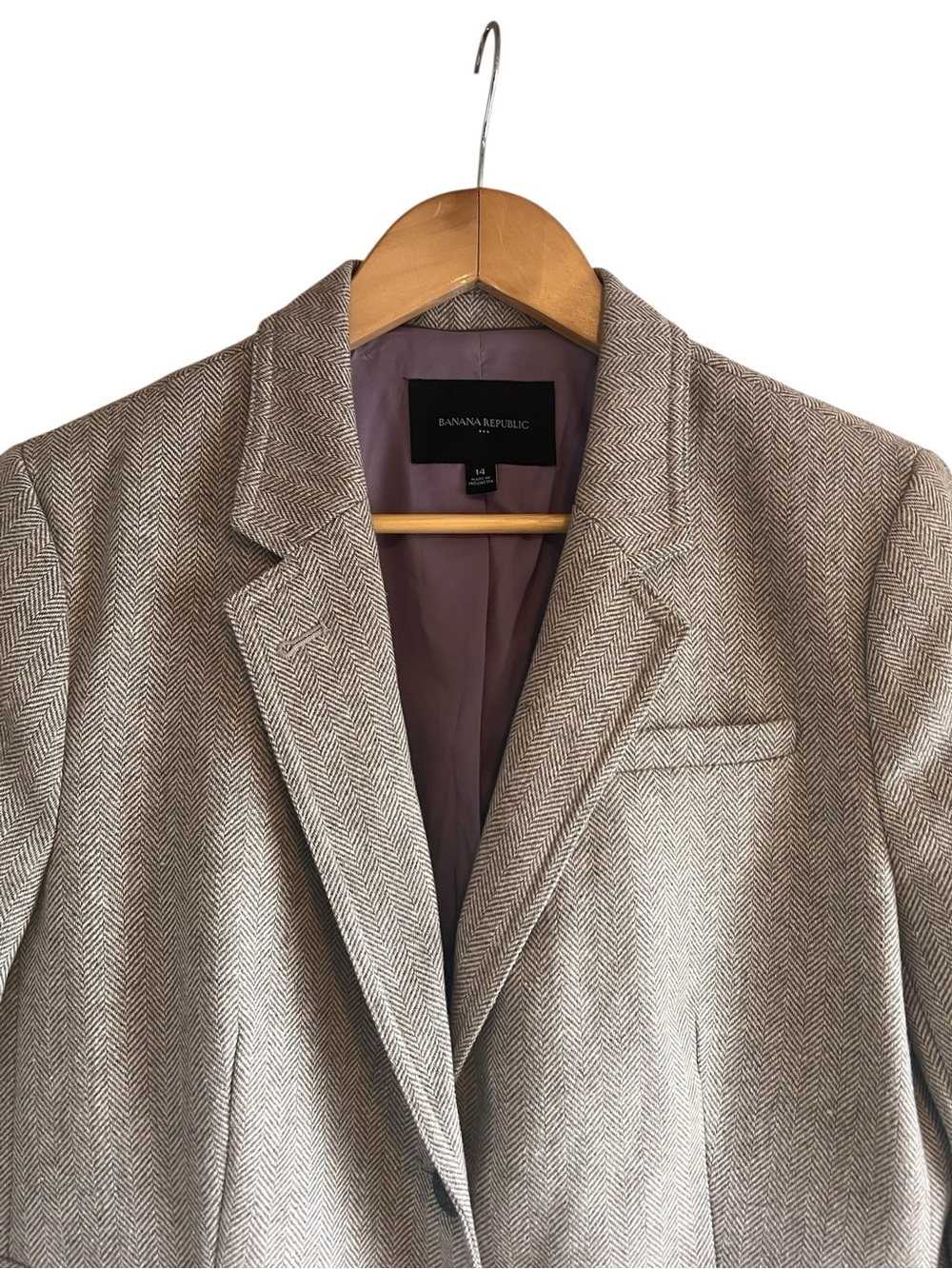 Banana Republic wool blend Herringbone Academy blazer Sz 14 excellent condition - Picture 3 of 14